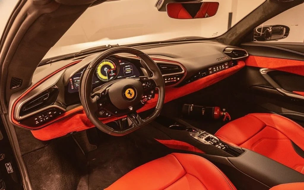 Ferrari 296 2024 interior view showing trim – rental in Dubai