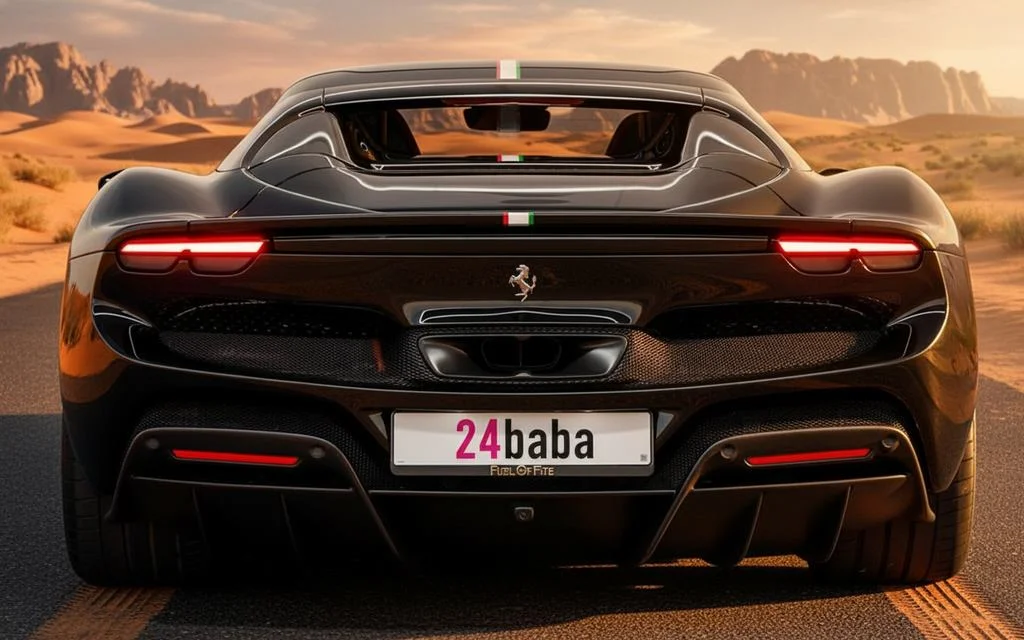 Ferrari 296 2024 Black rear view showing taillights – rental in Dubai