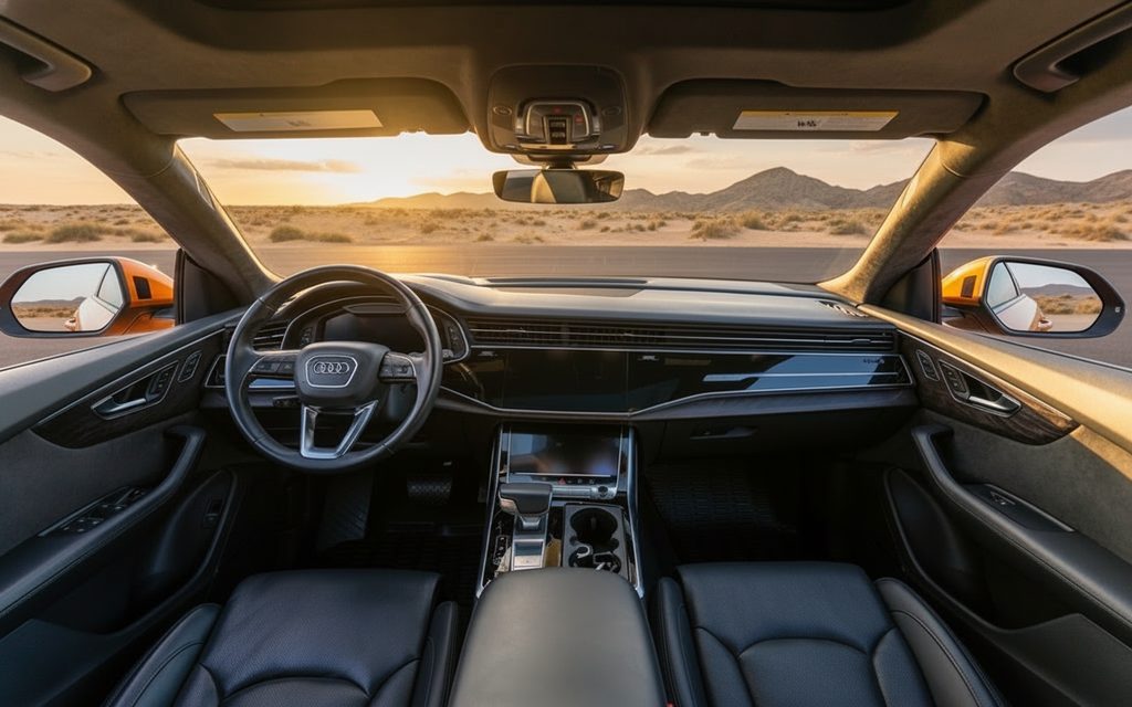 Audi Q8 2021 interior view showing trim – rental in Dubai
