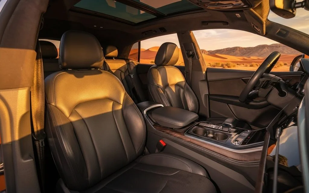 Audi Q8 2021 leather seats and cabin – rental in Dubai