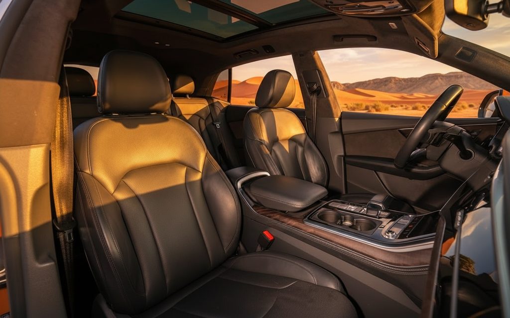 Audi Q8 2021 leather seats and cabin – rental in Dubai