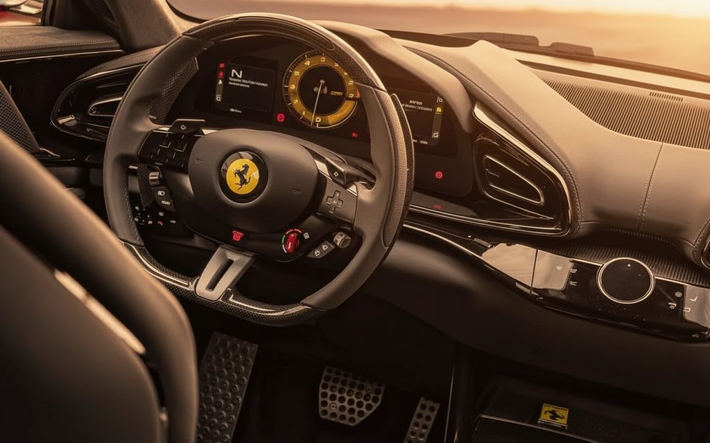 Ferrari Purosangue 2025 dashboard and infotainment – rental in Dubai