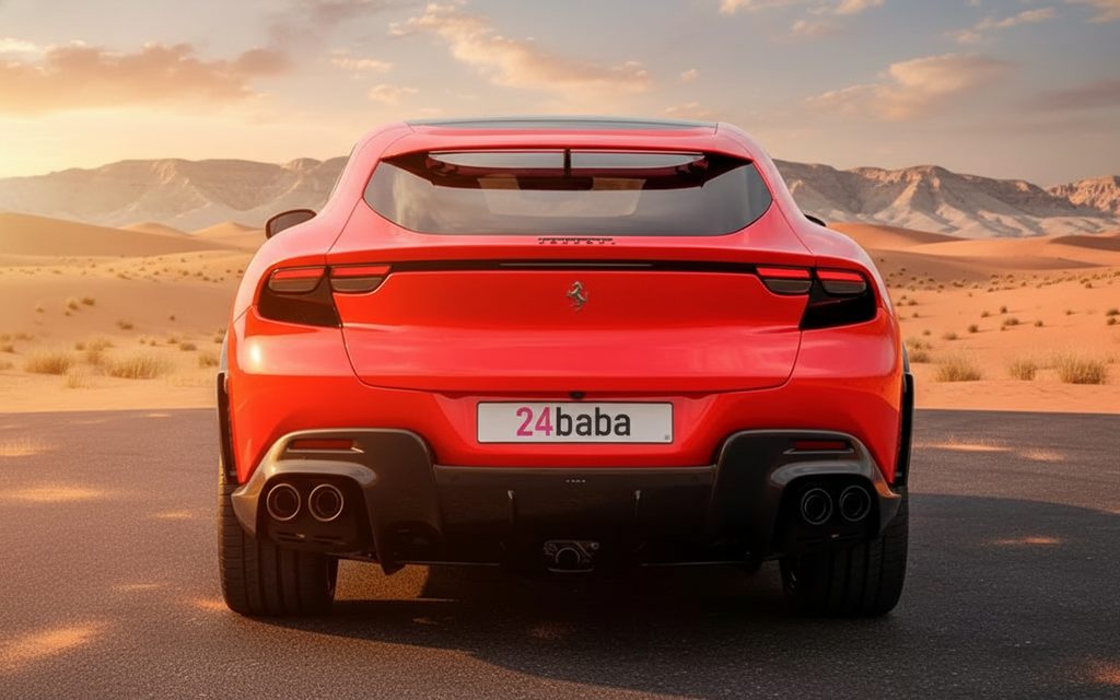 Ferrari Purosangue 2025 Red rear view showing taillights – rental in Dubai