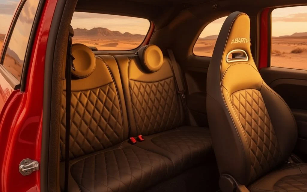 Fiat 500 2023 leather seats and cabin – rental in Dubai