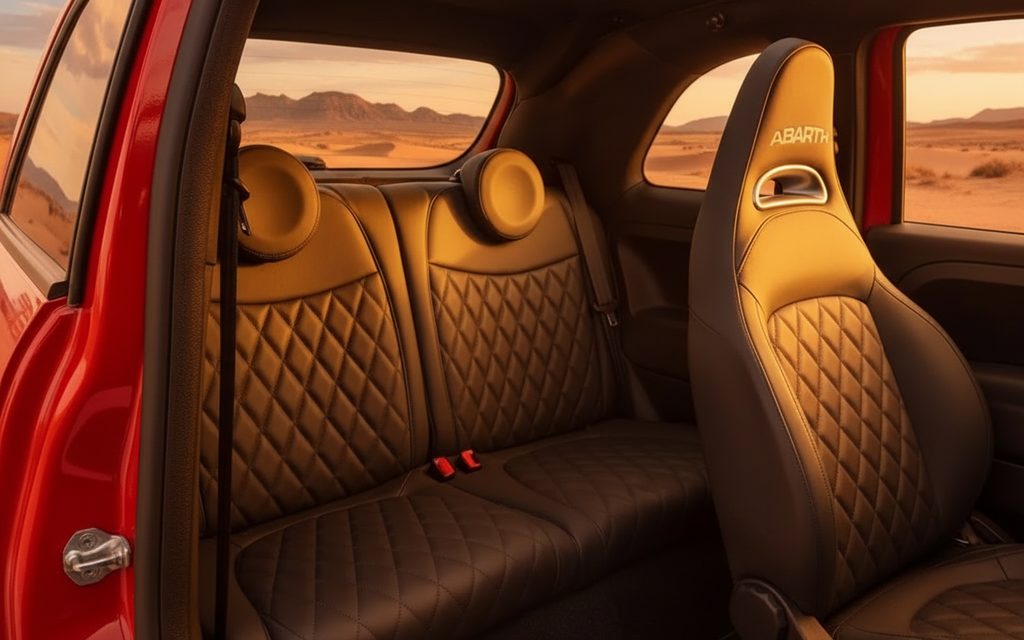 Fiat 500 2023 leather seats and cabin – rental in Dubai