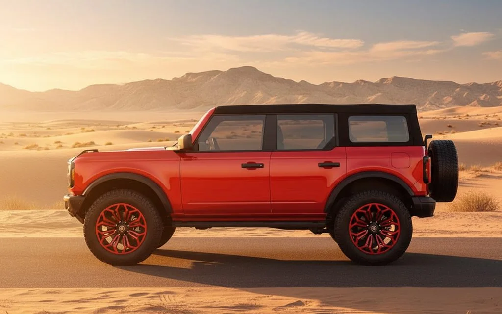 Ford Bronco 2023 Red side profile – rental in Dubai