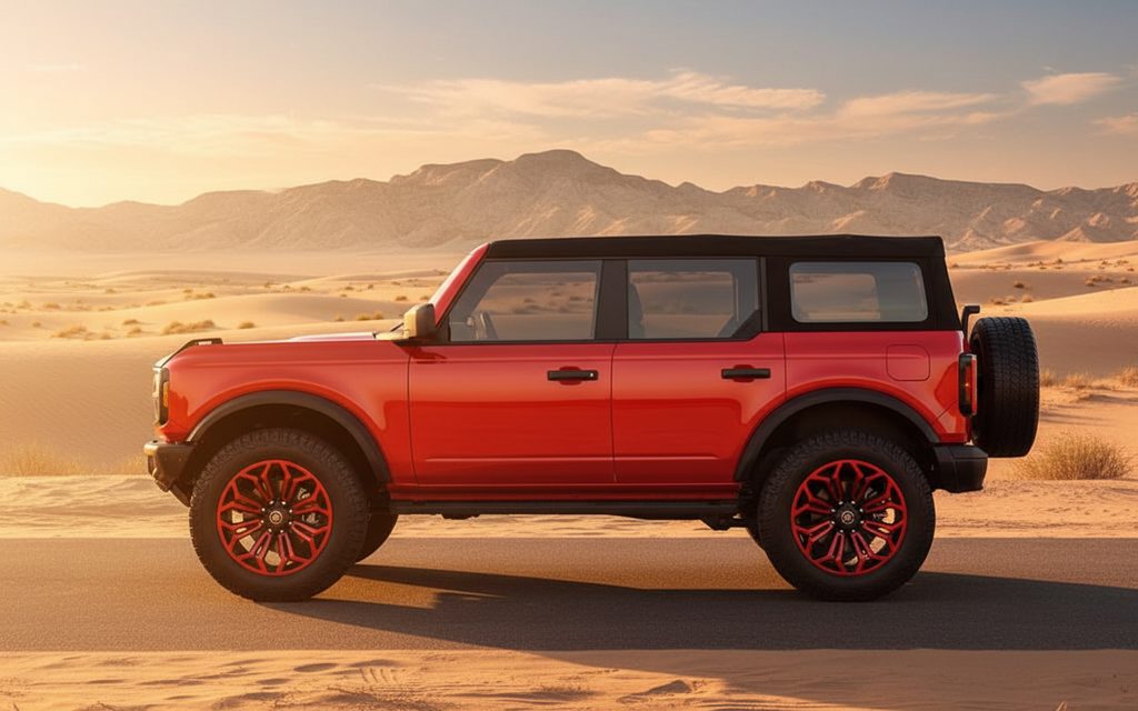 Ford Bronco 2023 Red side profile – rental in Dubai