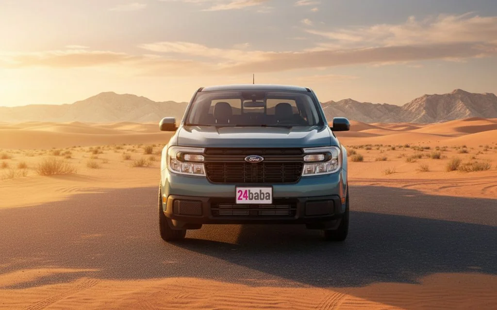 Ford Maverick 2022 Blue front view with headlights – rental in Dubai