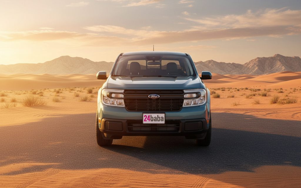 Ford Maverick 2022 Blue front view with headlights – rental in Dubai