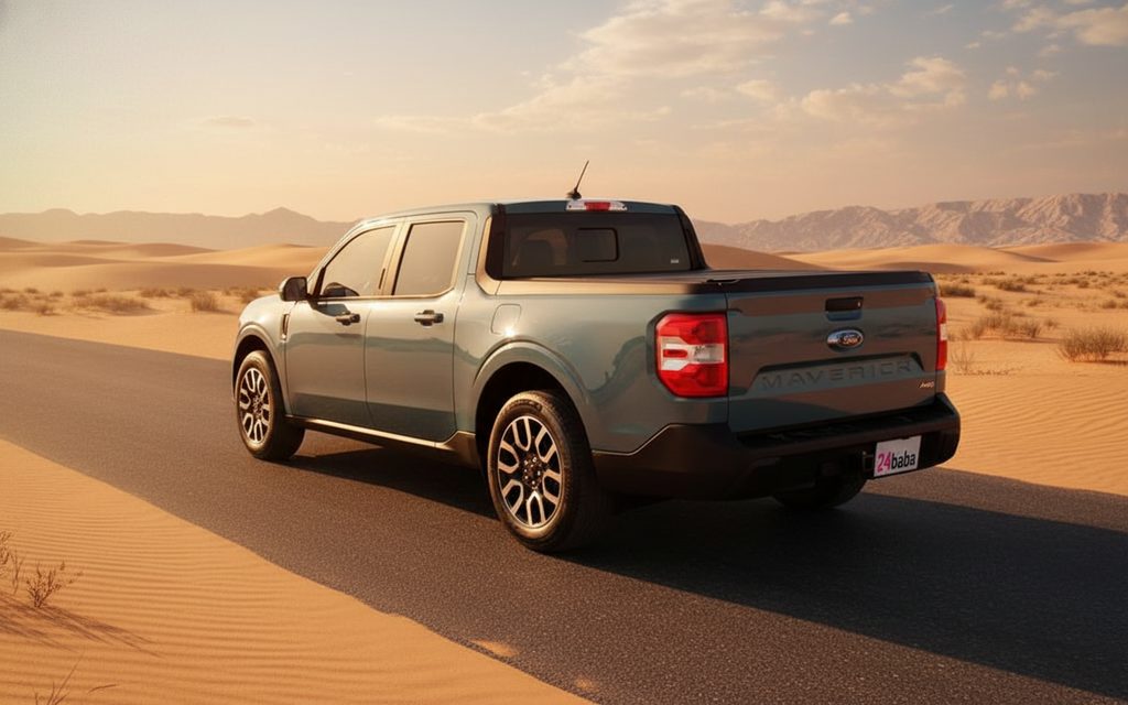 Ford Maverick 2022 Blue rear view showing taillights – rental in Dubai