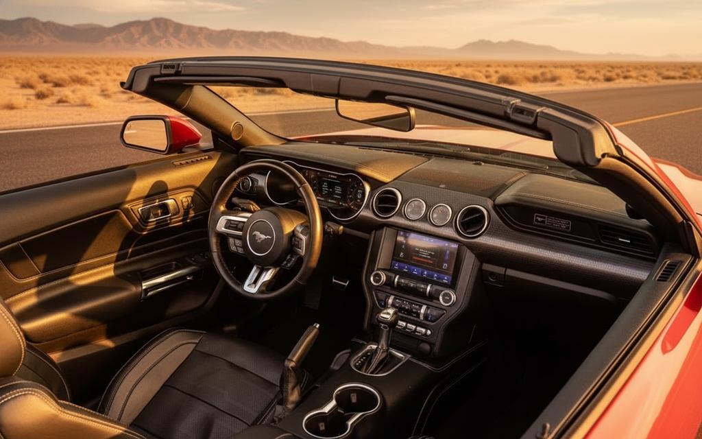 Ford Mustang 2022 interior view showing trim – rental in Dubai