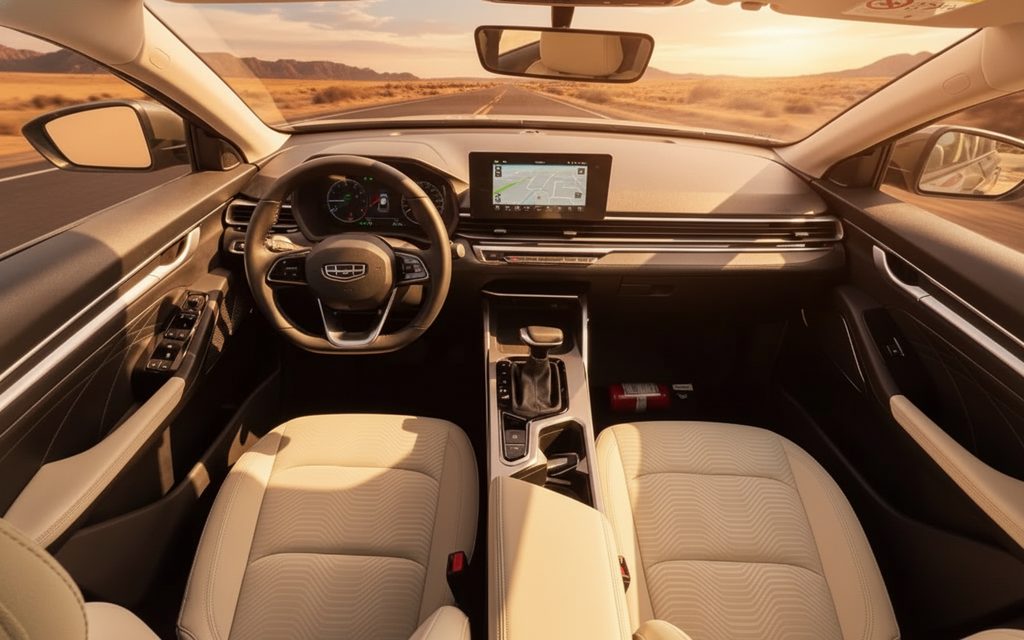 Geely Emgrand 2024 interior view showing trim – rental in Dubai