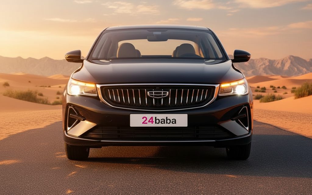 Geely Emgrand 2024 Blue front view with headlights – rental in Dubai
