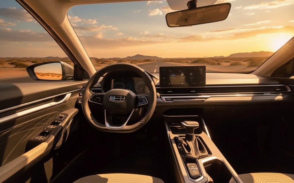 Geely Emgrand 2025 interior view showing trim – rental in Dubai