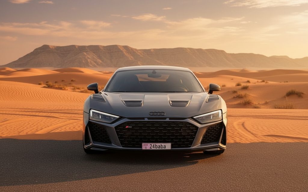 Audi R8 2022 Grey front view with headlights