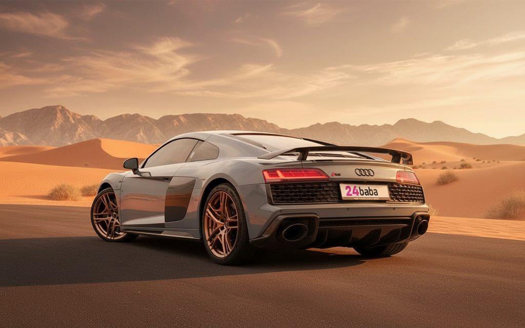 Audi R8 2022 Grey rear view showing taillights