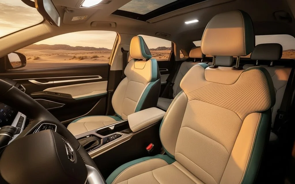 Geely Emgrand 2024 leather seats and cabin – rental in Dubai