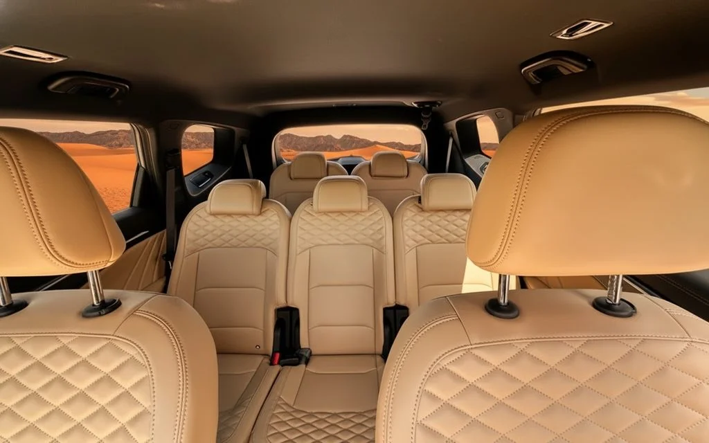 Geely Okavango 2025 leather seats and cabin – rental in Dubai