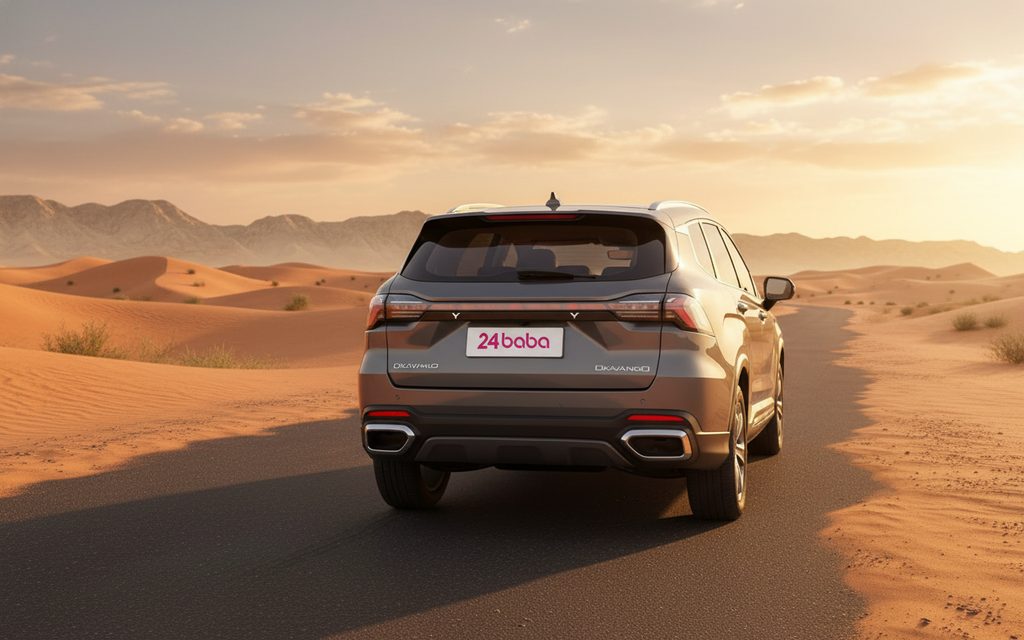 Geely Okavango 2025 Grey rear view showing taillights – rental in Dubai