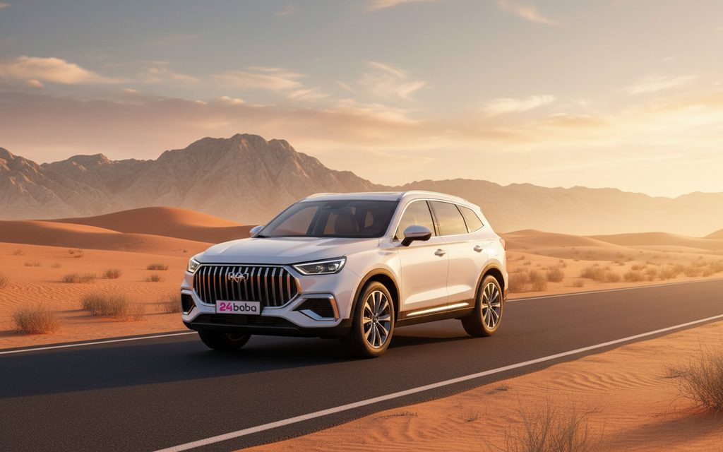 Geely Okavango 2025 White side profile – rental in Dubai