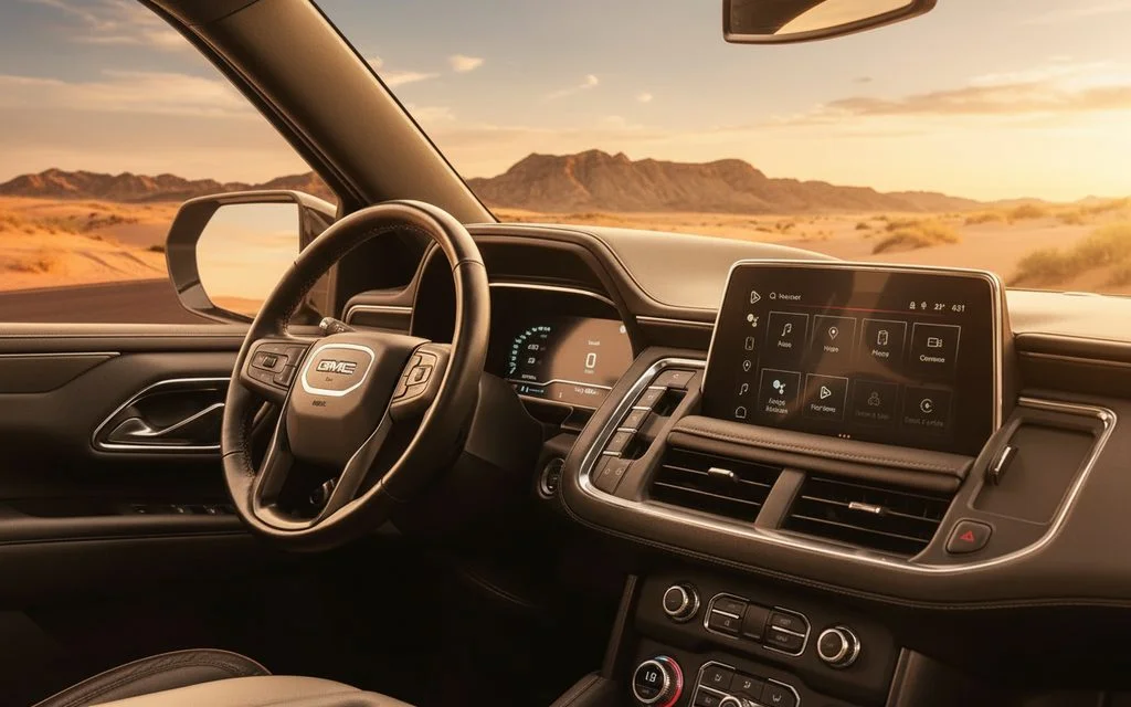 Gmc Yukon 2023 interior view showing trim – rental in Dubai