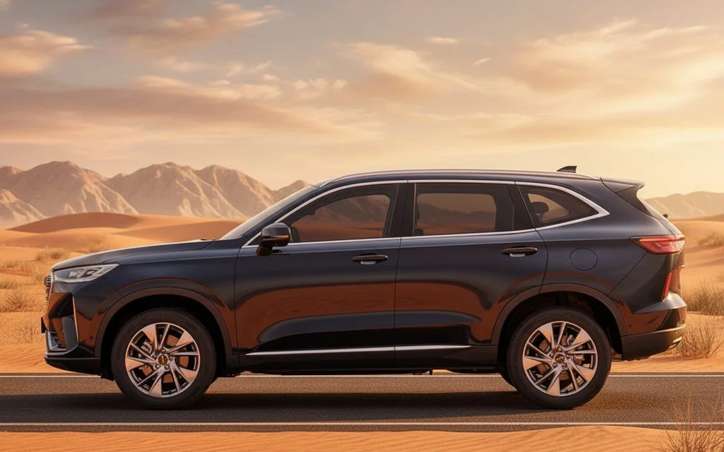 Haval H6 2023 Black side profile – rental in Dubai