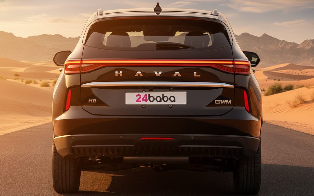 Haval H6 2023 Black front view with headlights – rental in Dubai