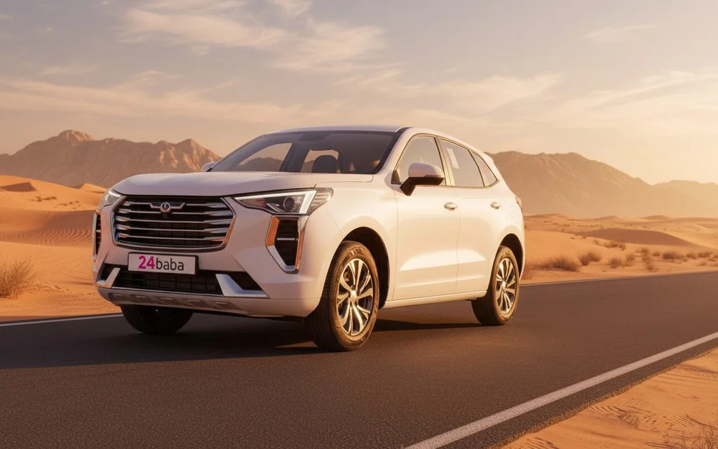 Haval Jolion 2023 White front view with headlights – rental in Dubai