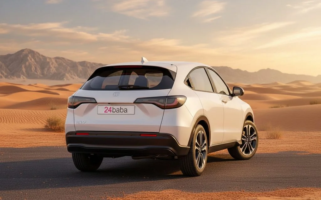 Honda Hrv 2025 White rear view showing taillights – rental in Dubai