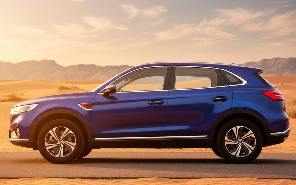 Hongqi Hs5 2022 Blue side profile – rental in Dubai