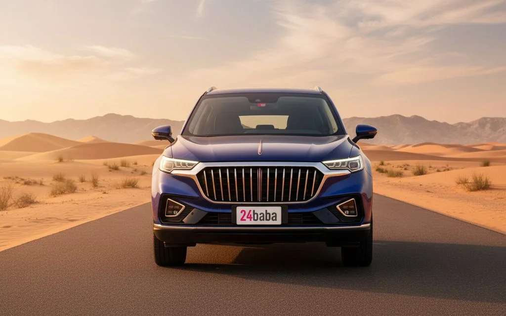 Hongqi Hs5 2022 Blue front view with headlights – rental in Dubai
