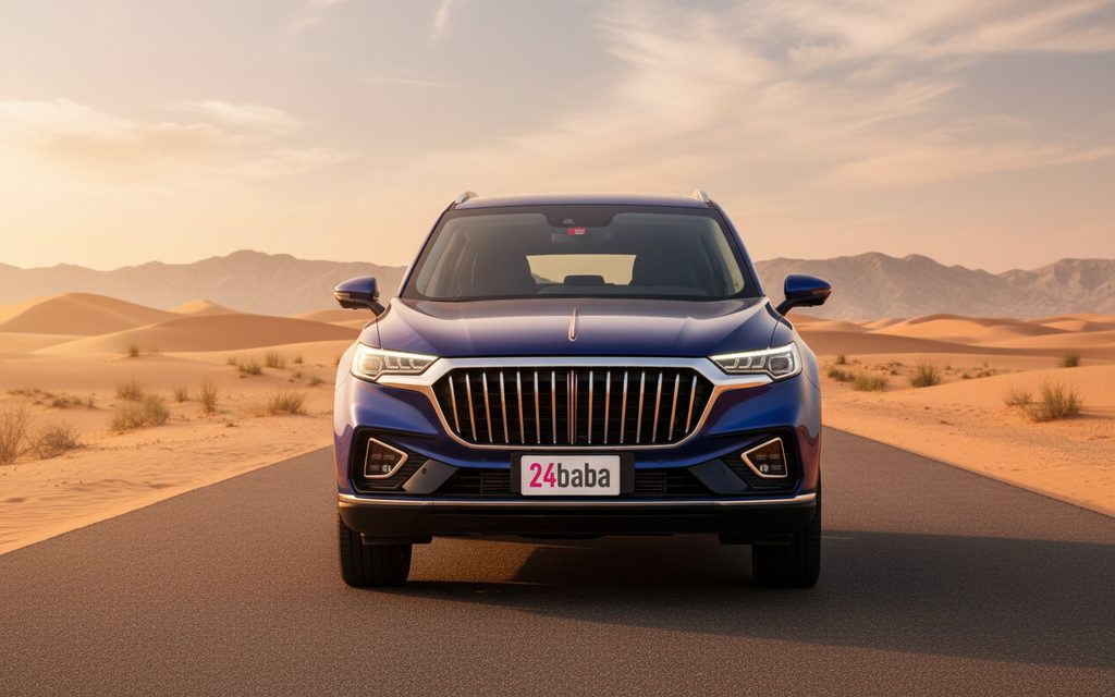 Hongqi Hs5 2022 Blue front view with headlights – rental in Dubai