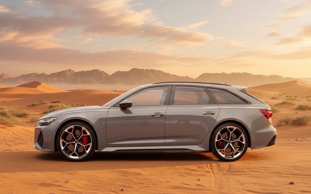 Audi Rs6 2024 Grey side profile – rental in Dubai