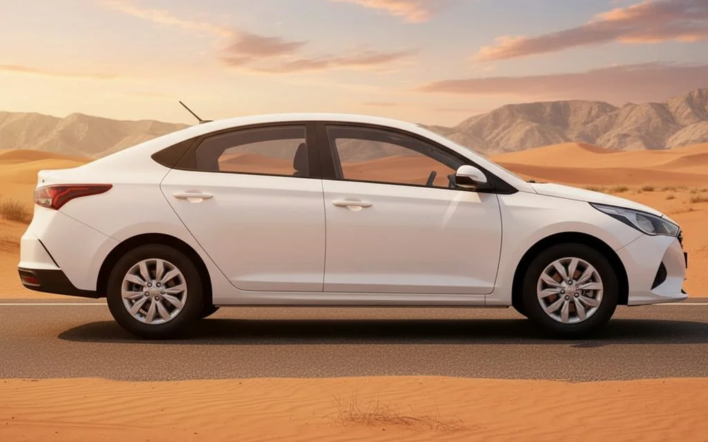 Hyundai Accent 2023 White side profile