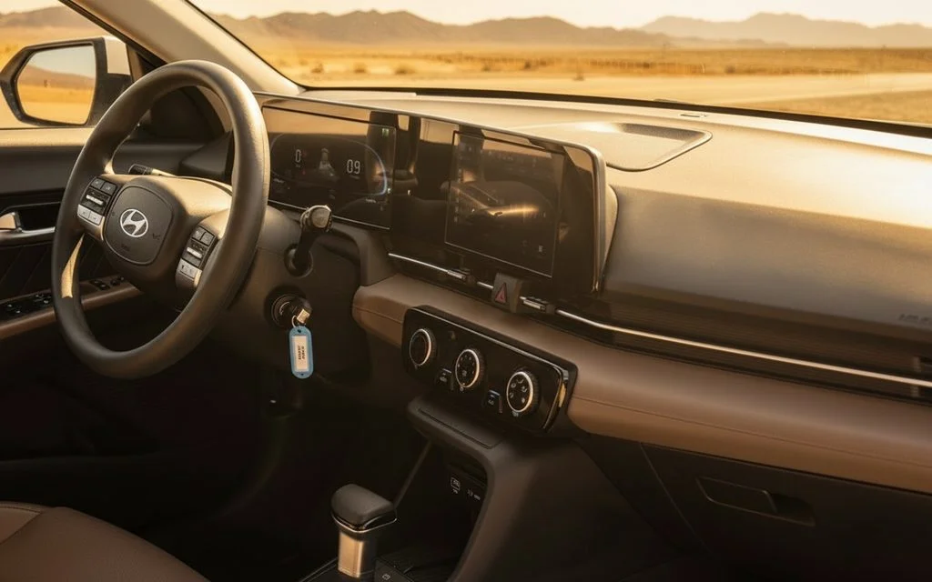 Hyundai Accent 2025 interior view showing trim – rental in Dubai