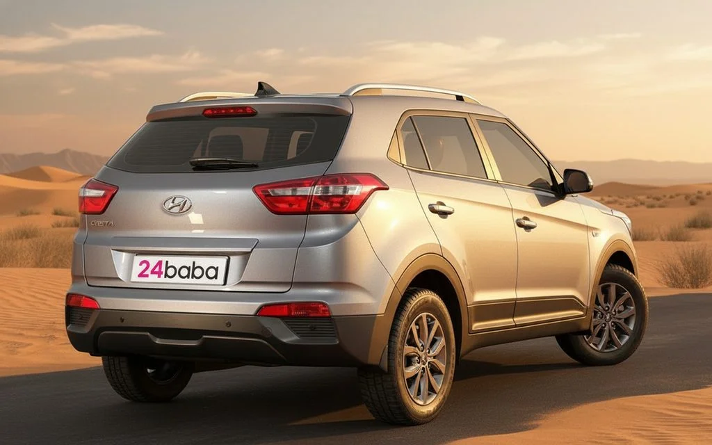 Hyundai Creta 2020 Grey rear view showing taillights – rental in Dubai