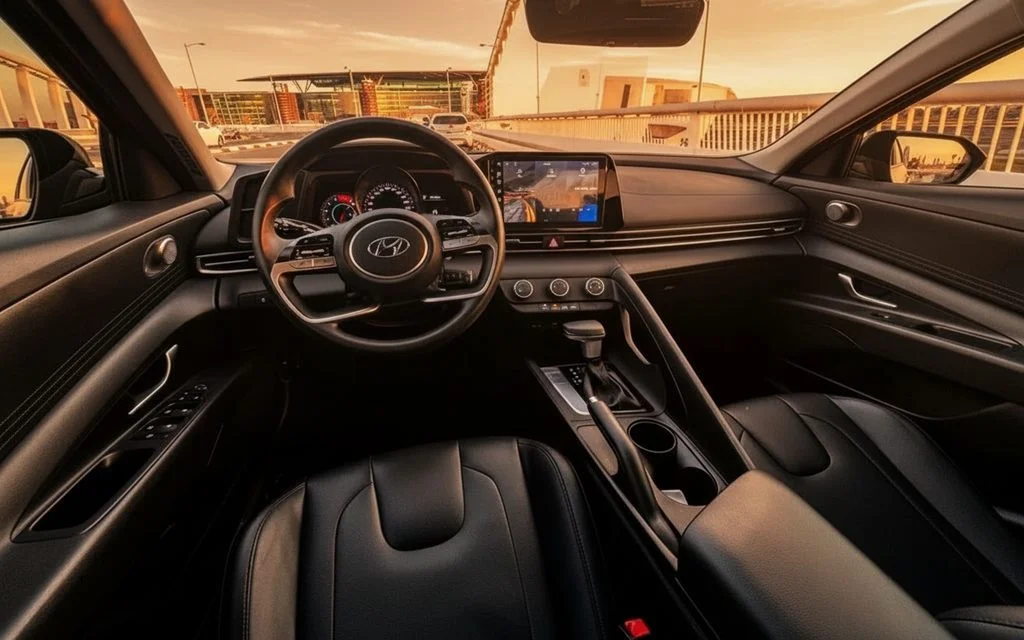 Hyundai Elantra 2022 interior view showing trim – rental in Dubai