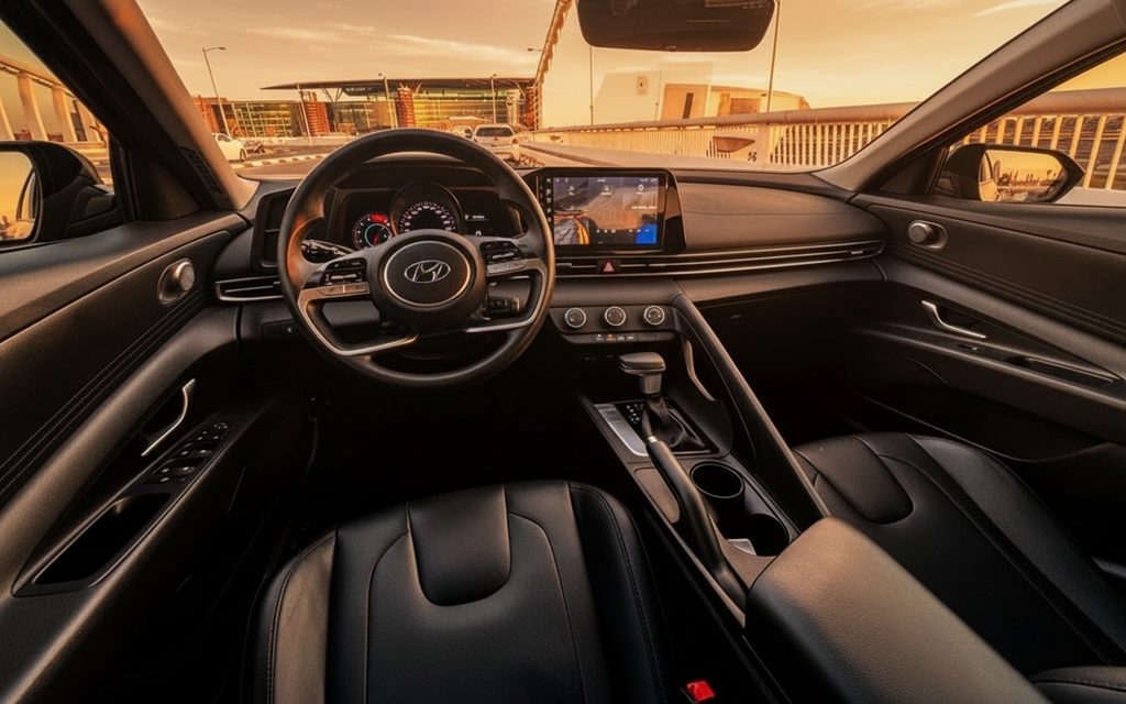 Hyundai Elantra 2022 interior view showing trim – rental in Dubai