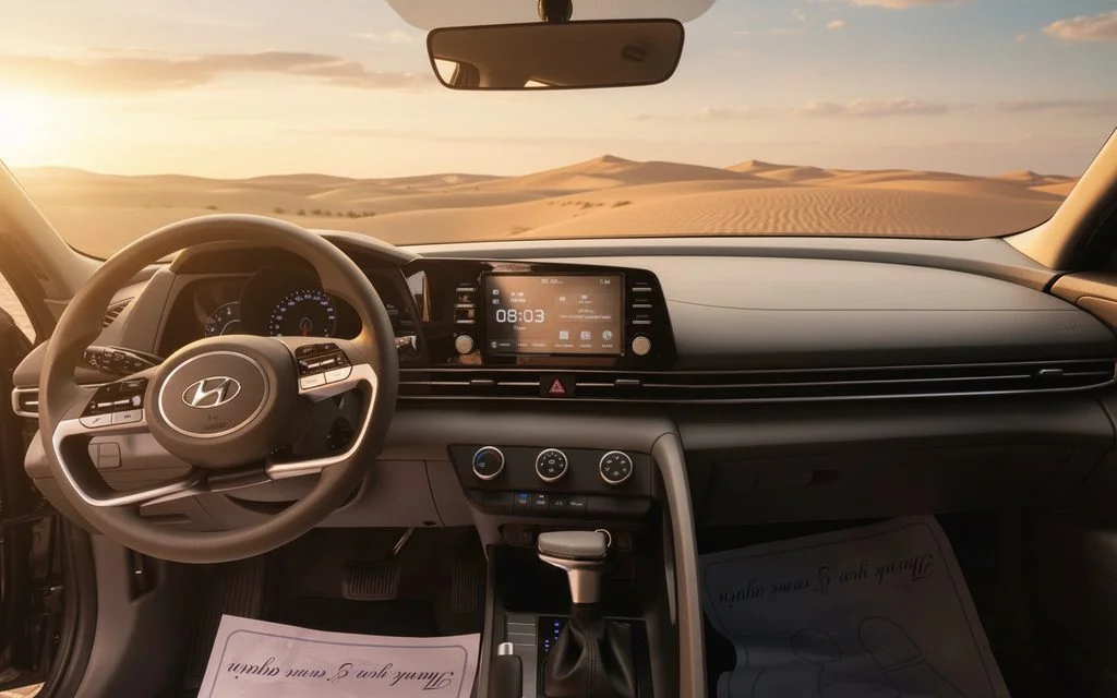 Hyundai Elantra 2022 interior view showing trim – rental in Dubai