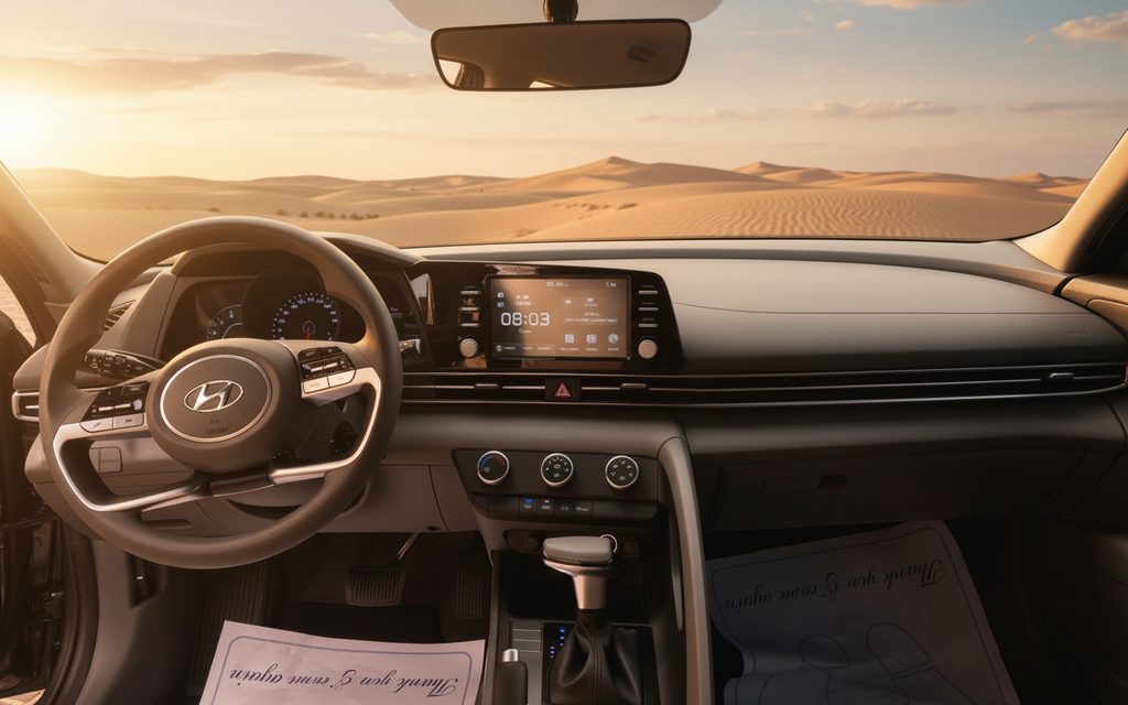 Hyundai Elantra 2022 interior view showing trim – rental in Dubai