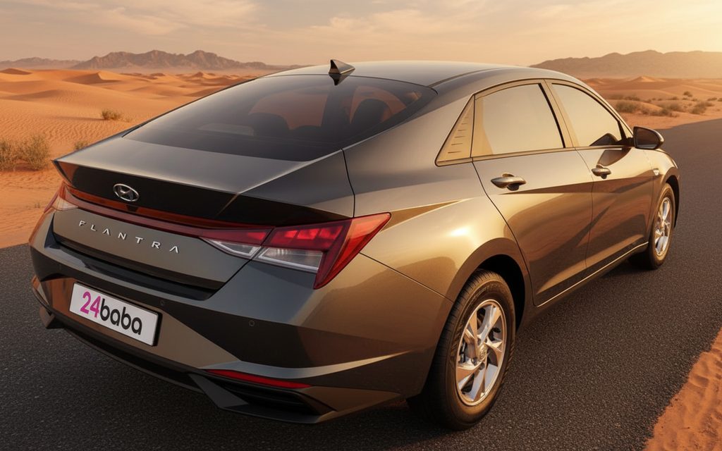 Hyundai Elantra 2022 Black side profile – rental in Dubai