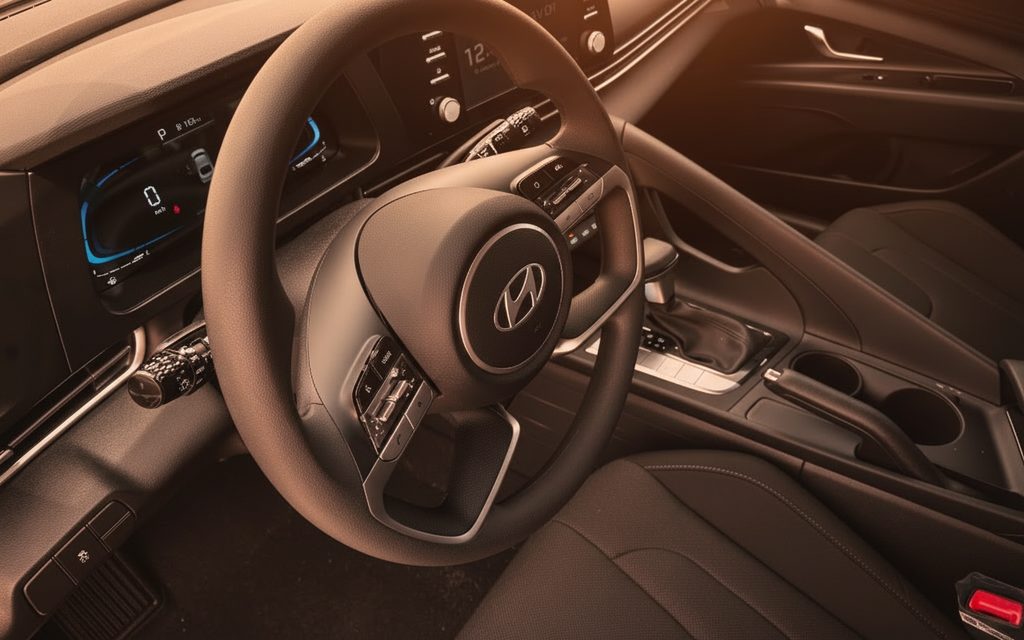 Hyundai Elantra 2024 interior view showing trim – rental in Dubai