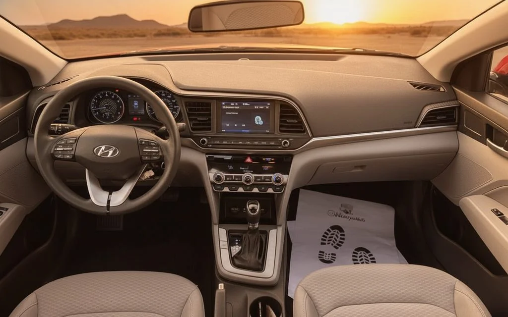 Hyundai Elantra 2020 interior view showing trim – rental in Dubai