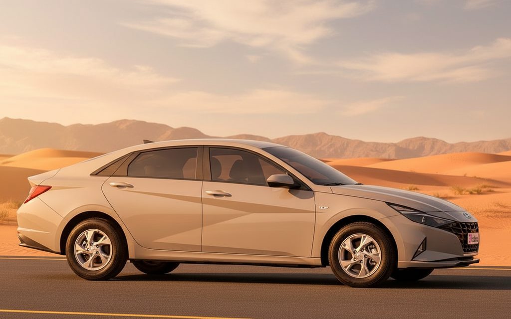 Hyundai Elantra 2023 Grey side profile – rental in Dubai