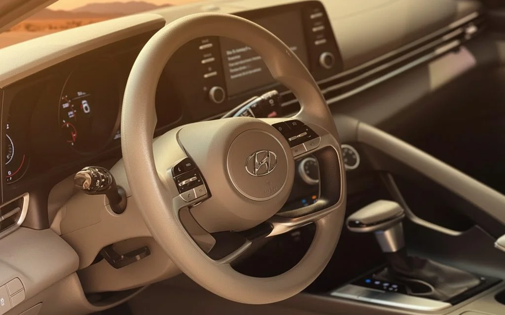 Hyundai Elantra 2024 interior view showing trim – rental in Dubai