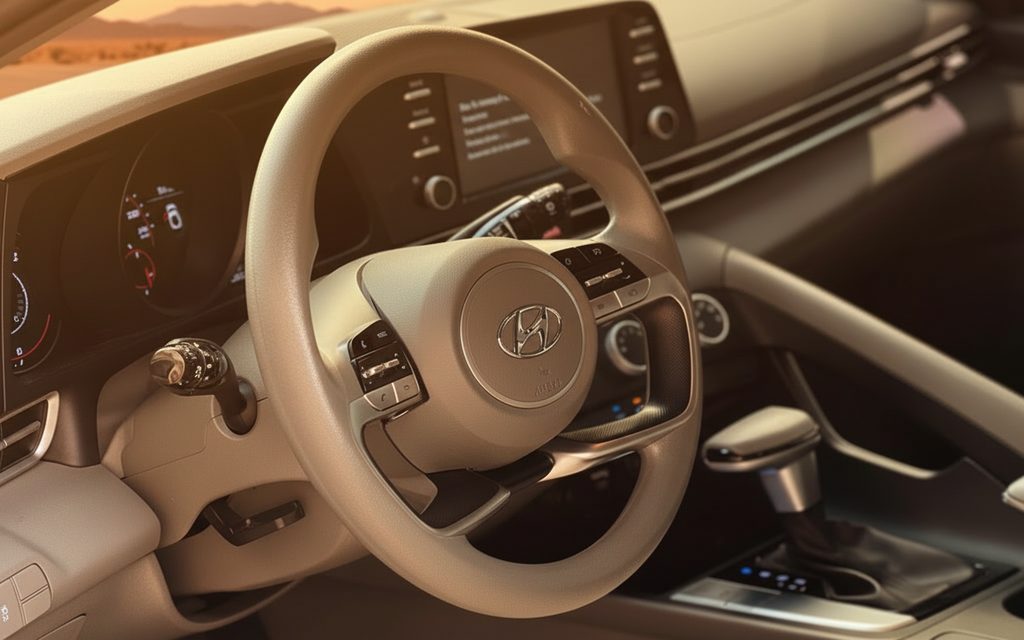 Hyundai Elantra 2024 interior view showing trim – rental in Dubai