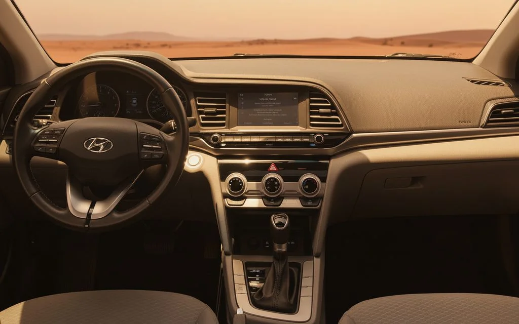 Hyundai Elantra 2020 interior view showing trim – rental in Dubai
