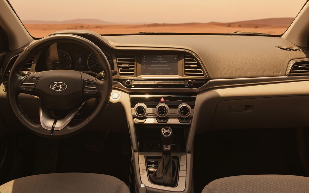 Hyundai Elantra 2020 interior view showing trim – rental in Dubai