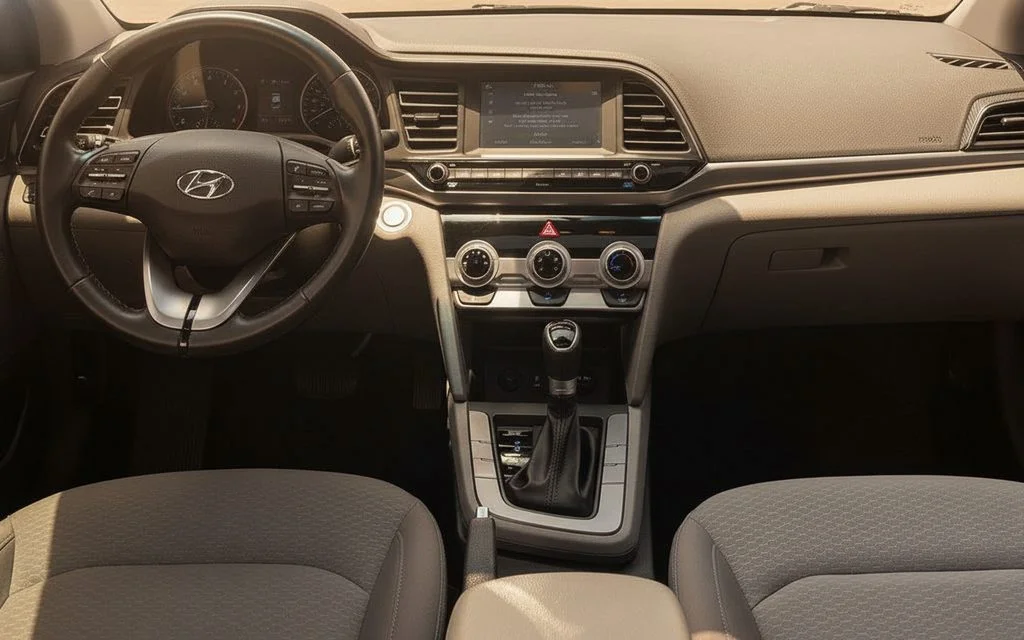 Hyundai Elantra 2020 interior view showing trim – rental in Dubai