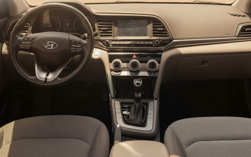 Hyundai Elantra 2020 interior view showing trim – rental in Dubai